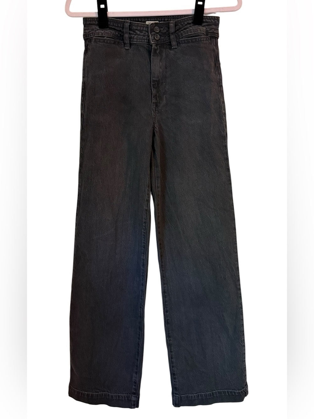 Faherty Black High Rise Wide Leg Jeans Size 26 Organic Cotton